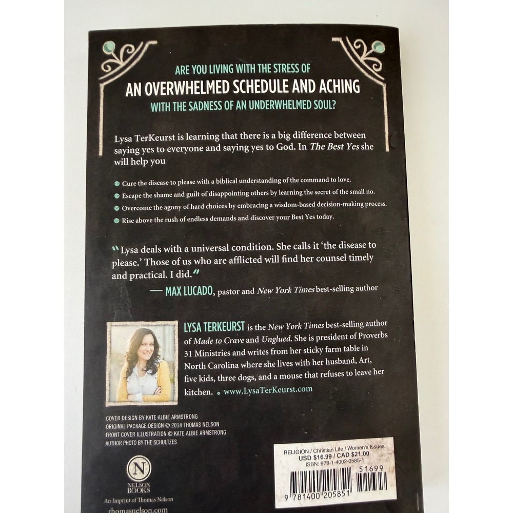 The Best Yes Lysa TerKeurst Paperback Christian Life Women Issues 9781400205851 - Picture 6 of 7